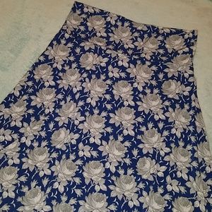 Lularoe Large Azure Navy Blue and Grey Roses